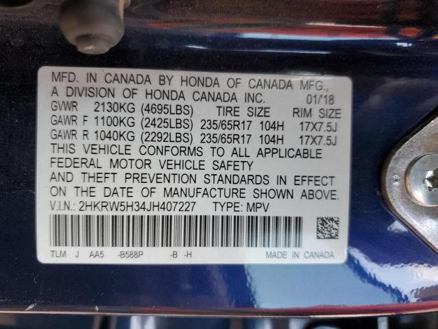 2HKRW5H34JH407227 - 2018 HONDA CR-V LX Көк фото 14
