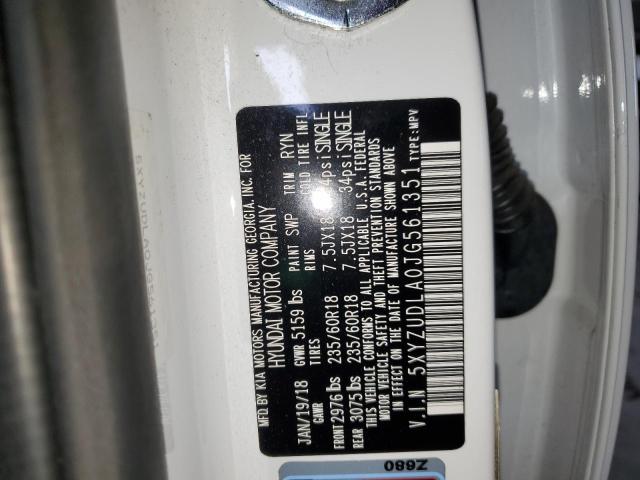 5XYZUDLA0JG561351 - 2018 HYUNDAI SANTA FE S WHITE photo 13