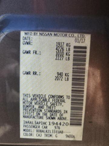 1N4AL3AP1HC194420 - 2017 NISSAN ALTIMA 2.5 BROWN photo 12