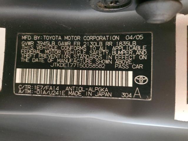 JTKDE177150058582 - 2005 TOYOTA SCION TC BLACK photo 12