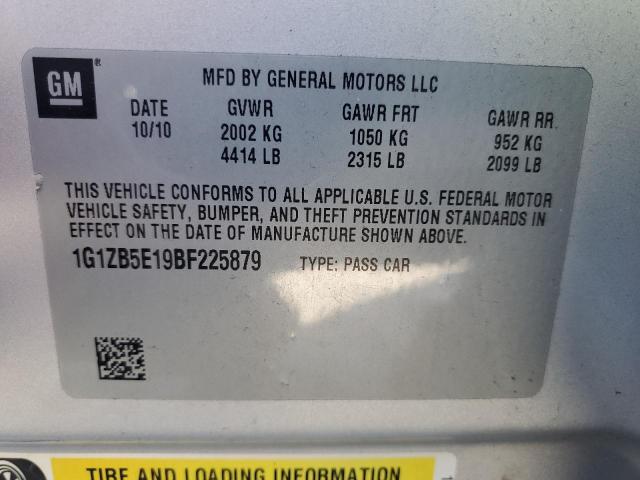 1G1ZB5E19BF225879 - 2011 CHEVROLET MALIBU LS ვერცხლისფერი ფოტო 12