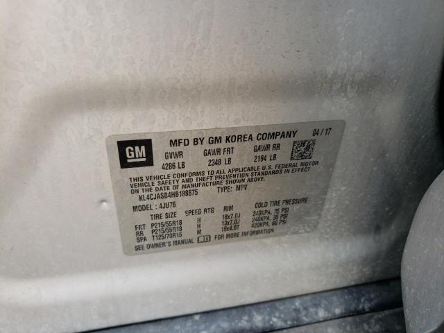 KL4CJASB4HB188675 - 2017 BUICK ENCORE PREFERRED SILVER photo 13