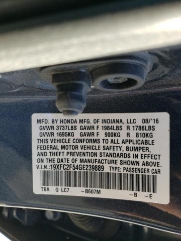 19XFC2F54GE239889 - 2016 HONDA CIVIC LX Czarny zdjęcie 12