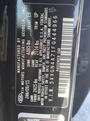 5XXGN4A71FG444966 - 2015 KIA OPTIMA EX BLACK photo 13