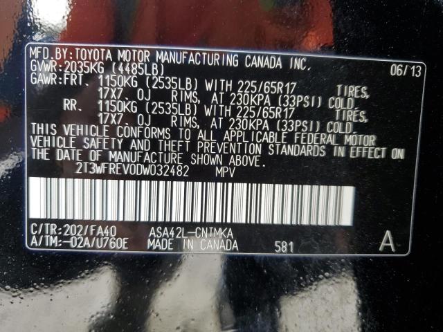 2T3WFREV0DW032482 - 2013 TOYOTA RAV4 XLE Чорний фото 13