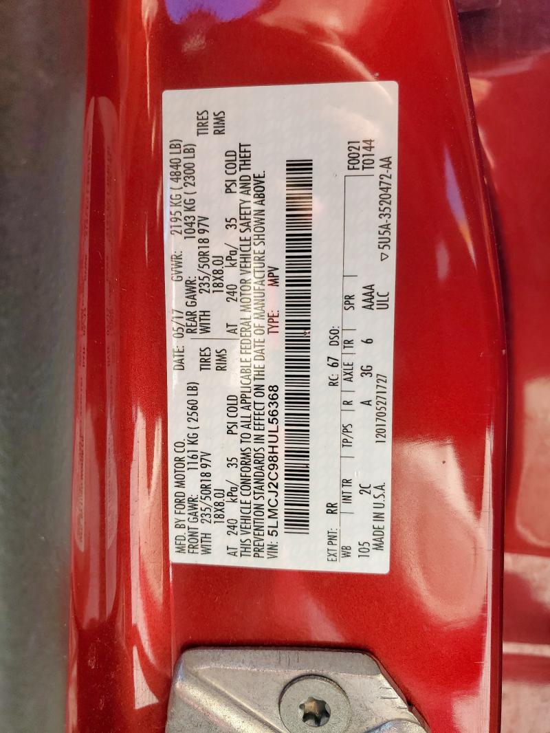 5LMCJ2C98HUL56368 - 2017 LINCOLN MKC SELECT 红色 照片 13