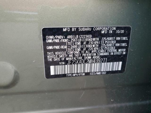 JF2SKADC2MH439271 - 2021 SUBARU FORESTER GREEN photo 13