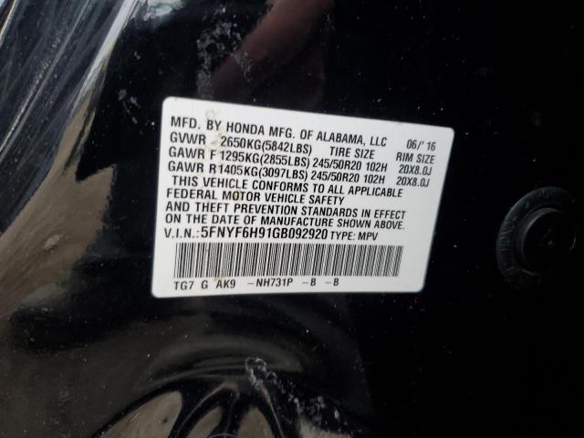 5FNYF6H91GB092920 - 2016 HONDA PILOT TOURING BLACK photo 13