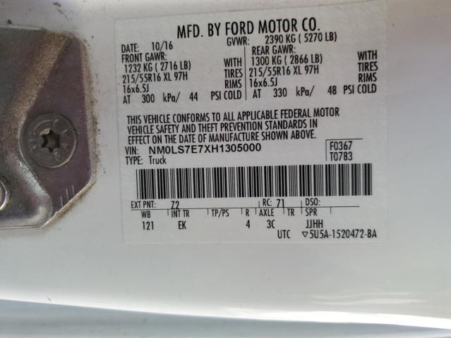NM0LS7E7XH1305000 - 2017 FORD TRANSIT CO XL თეთრი ფოტო 14