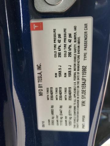 5YJ3E1EB4JF115962 - 2018 TESLA MODEL 3 蓝色 照片 12