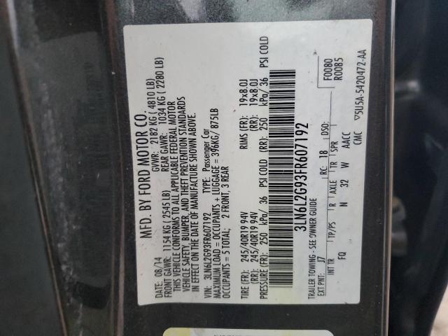 3LN6L2G93FR607192 - 2015 LINCOLN MKZ GRAY photo 12