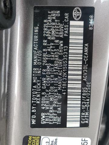 4T1BE32K15U535313 - 2005 TOYOTA CAMRY LE GRAY photo 13