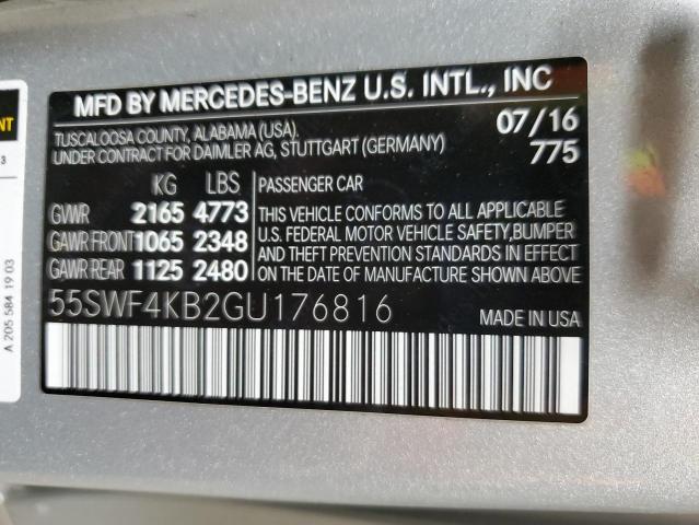 55SWF4KB2GU176816 - 2016 MERCEDES-BENZ C 300 4MATIC SILVER photo 13