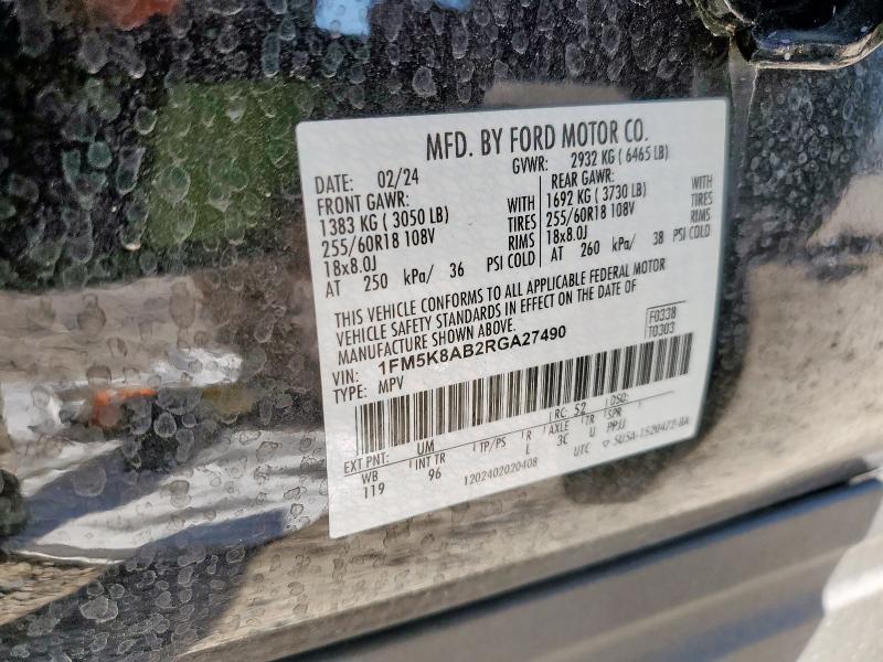 1FM5K8AB2RGA27490 - 2024 FORD EXPLORER POLICE INTERCEPTOR Чорний фото 13