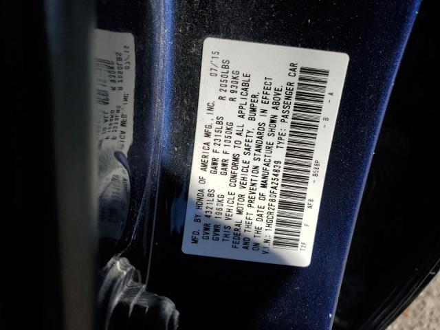 1HGCR2F80FA254839 - 2015 HONDA ACCORD EXL BLUE photo 12