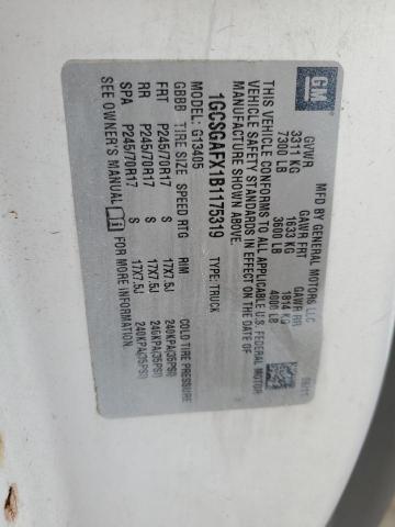 1GCSGAFX1B1175319 - 2011 CHEVROLET EXPRESS Սպիտակ լուսանկար 12