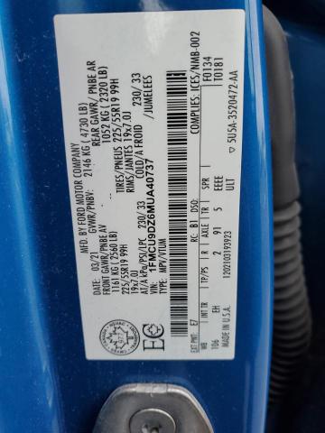 1FMCU9DZ6MUA40737 - 2021 FORD ESCAPE TITANIUM 蓝色 照片 14