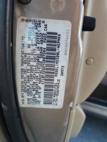 4T1BF28B8YU087204 - 2000 TOYOTA AVALON XL 米色 照片 12