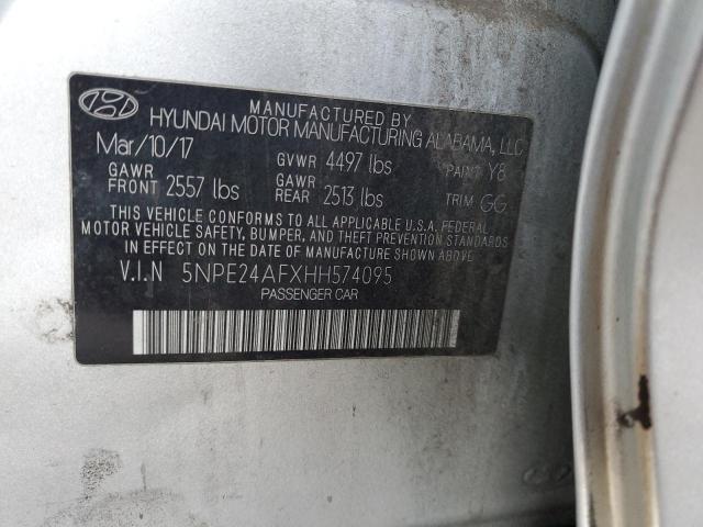 5NPE24AFXHH574095 - 2017 HYUNDAI SONATA SE SILVER photo 12