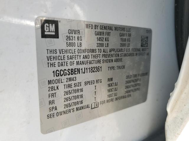 1GCGSBEN1J1182361 - 2018 CHEVROLET COLORADO WHITE photo 13