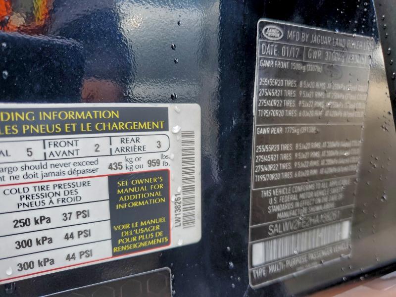 SALWV2FE2HA138261 - 2017 LAND ROVER RANGE ROVE AUTOBIOGRAPHY BLUE photo 14