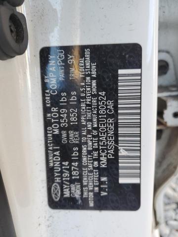 KMHCT5AE0EU180524 - 2014 HYUNDAI ACCENT GLS WHITE photo 12