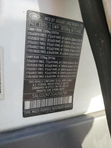 SALGS2KF2GA266798 - 2016 LAND ROVER RANGE ROVE HSE WHITE photo 13