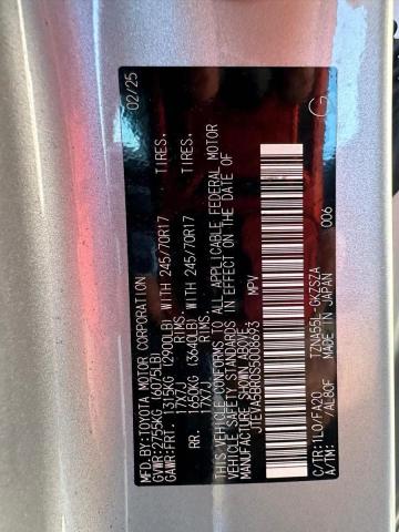 JTEVA5BR0S5008693 - 2025 TOYOTA 4RUNNER SR5 SILVER photo 12