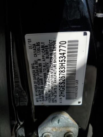 2HGES26783H534770 - 2003 HONDA CIVIC EX أسود صورة 12