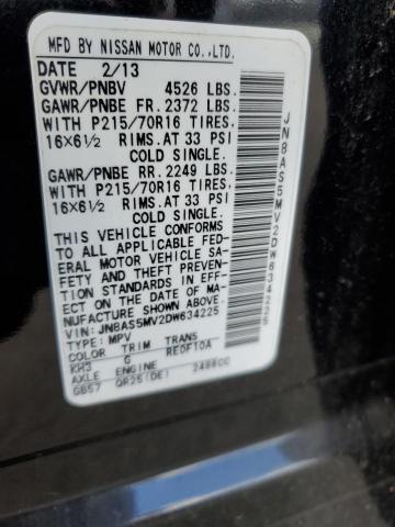 JN8AS5MV2DW634225 - 2013 NISSAN ROGUE S BLACK photo 13