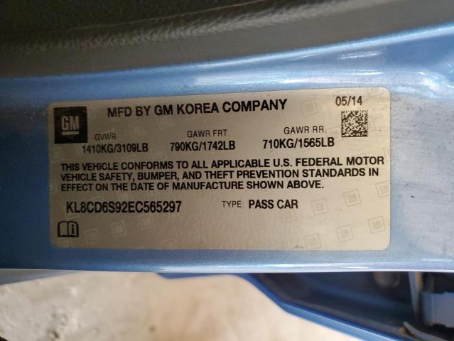 KL8CD6S92EC565297 - 2014 CHEVROLET SPARK 1LT Синій фото 13