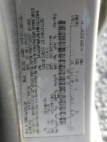 3FADP4AJ9JM123294 - 2018 FORD FIESTA S WHITE photo 12