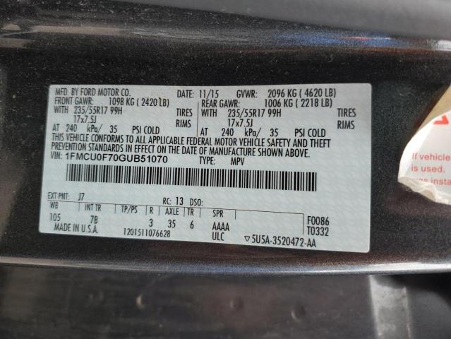 1FMCU0F70GUB51070 - 2016 FORD ESCAPE S ნაცრისფერი ფოტო 13