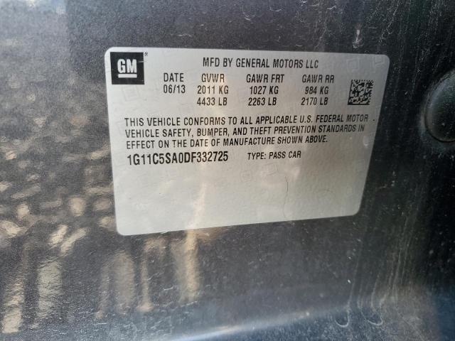 1G11C5SA0DF332725 - 2013 CHEVROLET MALIBU 1LT ნაცრისფერი ფოტო 12