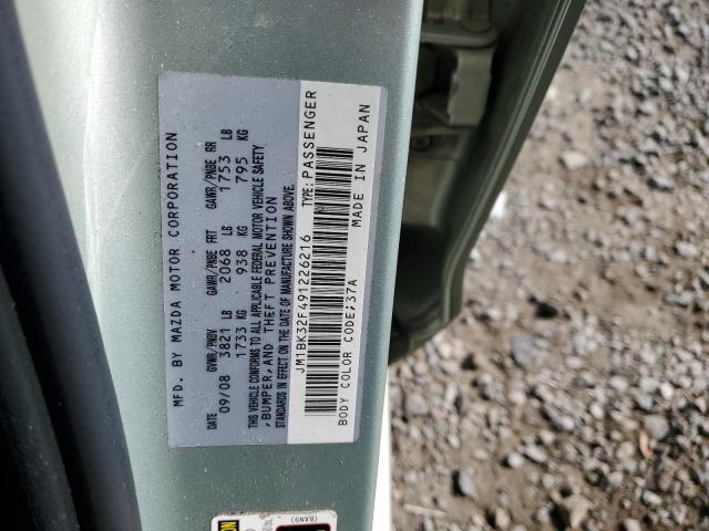 JM1BK32F491226216 - 2009 MAZDA 3 I GREEN photo 12