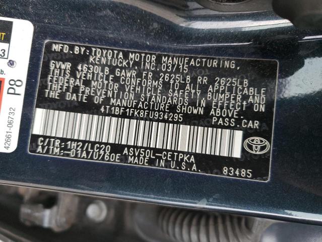 4T1BF1FK8FU934295 - 2015 TOYOTA CAMRY LE BLUE photo 12