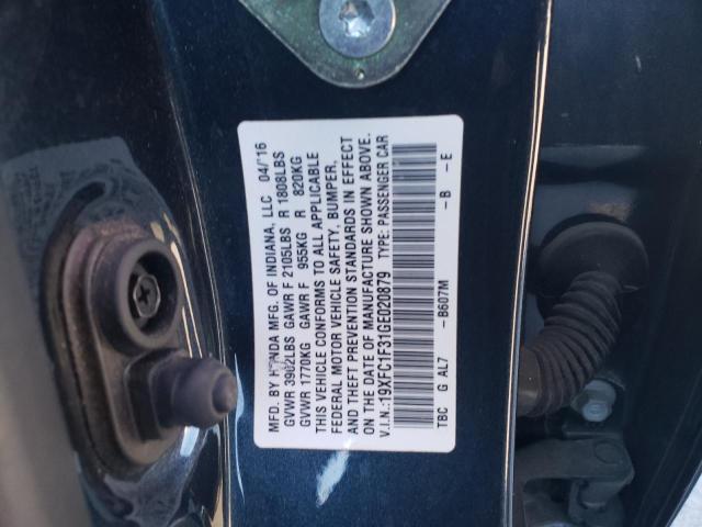 19XFC1F31GE020879 - 2016 HONDA CIVIC EX GRAY photo 12