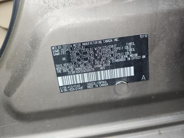 2T3BF4DV3CW268478 - 2012 TOYOTA RAV4 BEIGE photo 13