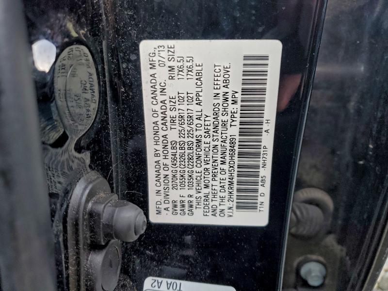 2HKRM4H5XDH684891 - 2013 HONDA CR-V EX BLACK photo 14