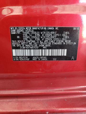 2T3BF4DV7AW076297 - 2010 TOYOTA RAV4 RED photo 14