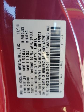 1HGCS2B83BA004404 - 2011 HONDA ACCORD EXL RED photo 13