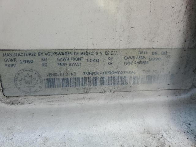 3VWRM71K99M030996 - 2009 VOLKSWAGEN JETTA SE 白色 照片 12