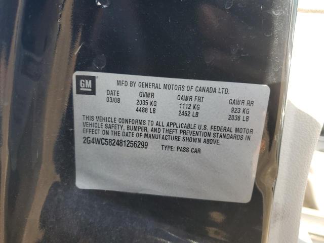 2G4WC582481256299 - 2008 BUICK LACROSSE CX Negro foto 12