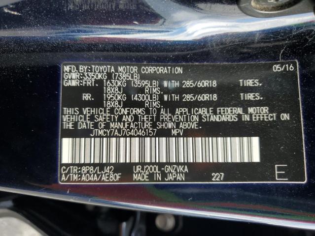 JTMCY7AJ7G4046157 - 2016 TOYOTA LAND CRUIS BLUE photo 13