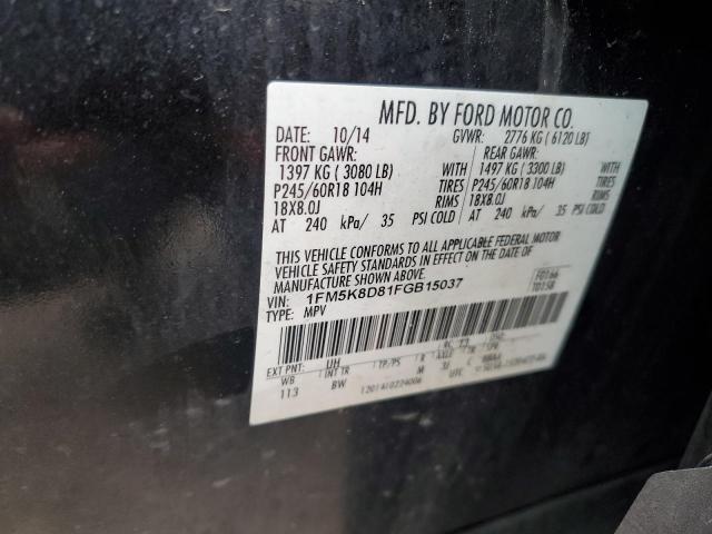 1FM5K8D81FGB15037 - 2015 FORD EXPLORER XLT BLACK photo 13