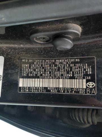 5YFBURHE9JP762624 - 2018 TOYOTA COROLLA L Қара фото 12