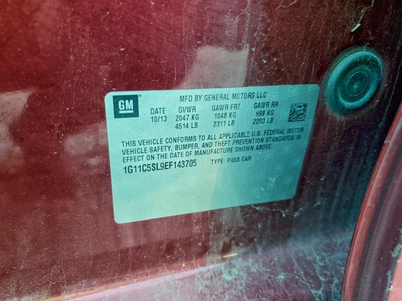 1G11C5SL9EF143705 - 2014 CHEVROLET MALIBU 1LT BURGUNDY photo 13