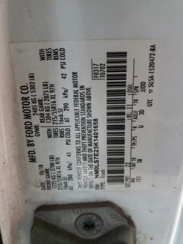 NM0LS7E23K1401658 - 2019 FORD TRANSIT CO XL 白色 照片 12