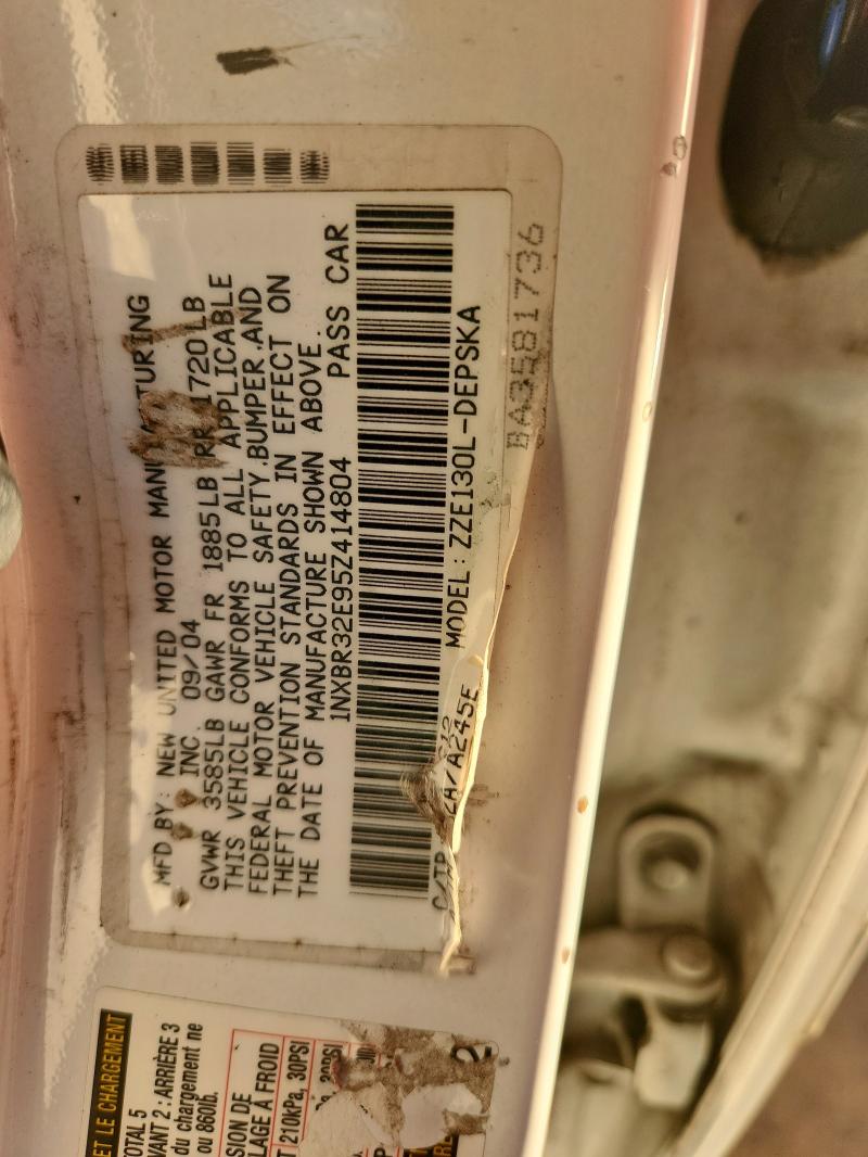 1NXBR32E95Z414804 - 2005 TOYOTA COROLLA CE WHITE photo 12