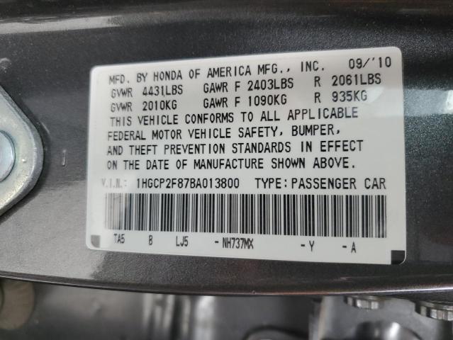 1HGCP2F87BA013800 - 2011 HONDA ACCORD EXL GRAY photo 14